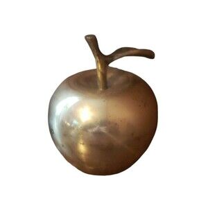 Vintage Brass Apple Bell Teacher Gift Paperweight MCM
